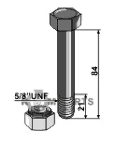 Bolt 5/8''unfx84 - 10.9 m. låsemøtrik 63-1684