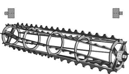 Cage roller notched bars with continuous shaft - 1300mm