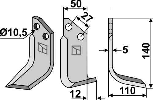 Blade, right model fitting for Muratori 12014200