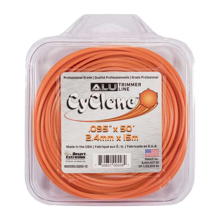 Trimmer line desert cyclone alu - large square orange .095" / 2,4 mm 50' / 15 m