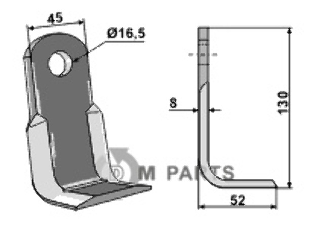 RDM Parts L-blade fitting for Maschio / Gaspardo T21004042