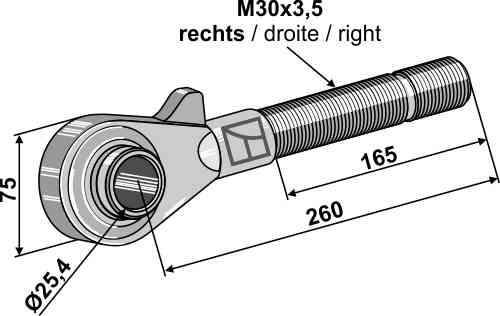 Tie-rod right - Cat. II