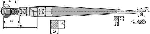 Spoon-shaped tine 1250 fitting for Kverneland 221157