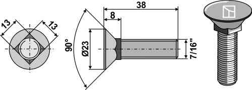 Plough bolt 7/16"x38