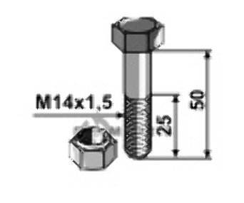 RDM Parts Bolt med selvlåsende møtrik - M14x1,5 - 12,9 egnet til F01010082 fra Maschio