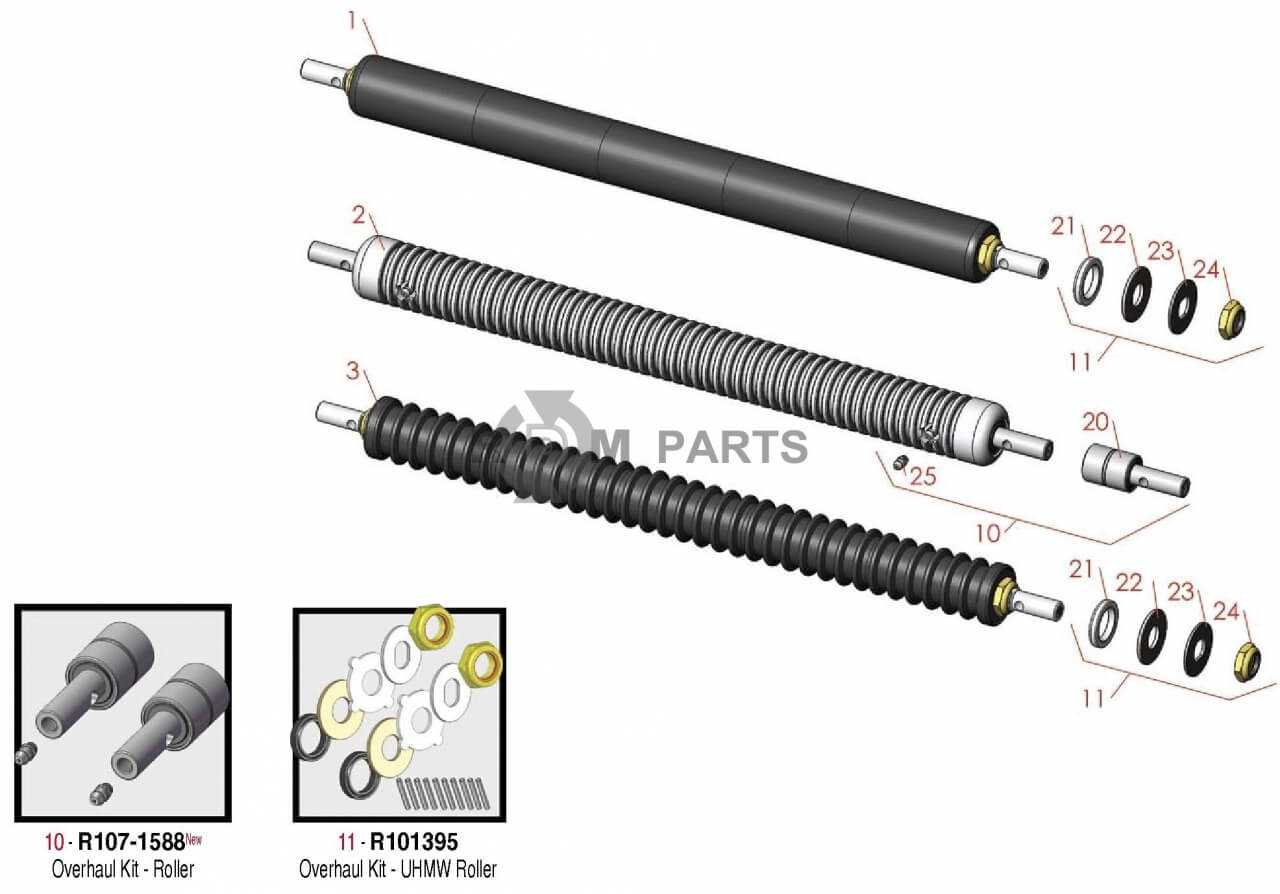 Replacement parts for Greensmaster 2000 Rollers Model 04036