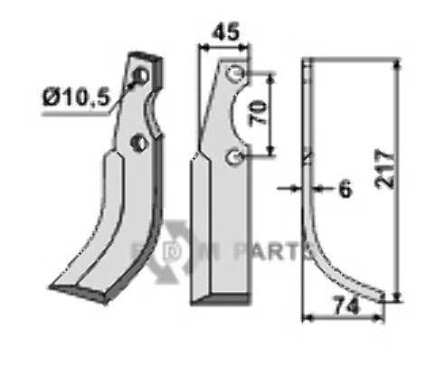 Blade, right model fitting for S.E.P. 125-130 / 208062