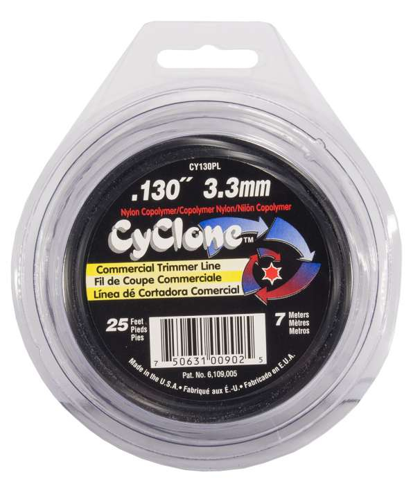 Trimmer line cyclone™ shaped black 25' loop .130" / 3.3mm