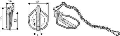 Borgpen voor cat. II profiel met ketting