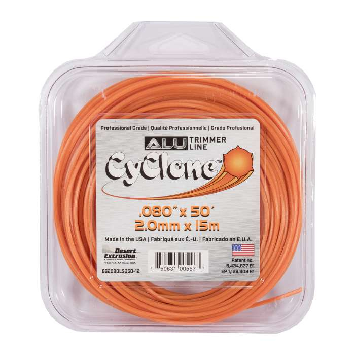 Trimmer line desert cyclone alu - large square orange .080" / 2,0 mm 50' / 15 m