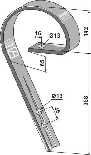 Brake tine fitting for Rabe 6246.61.01