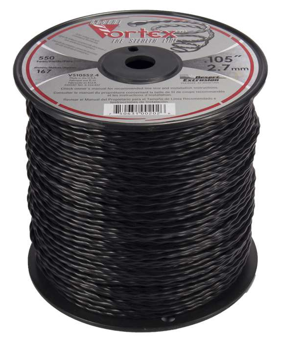 Trimmer line vortex™ spiral black medium spool .105" / 2.7mm