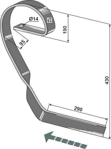 Brake tine, right fitting for Lemken 35310058