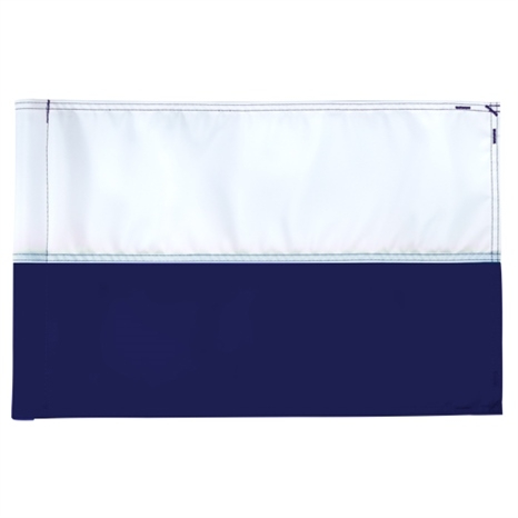 Horisontal stripe golf flag hvid med blå