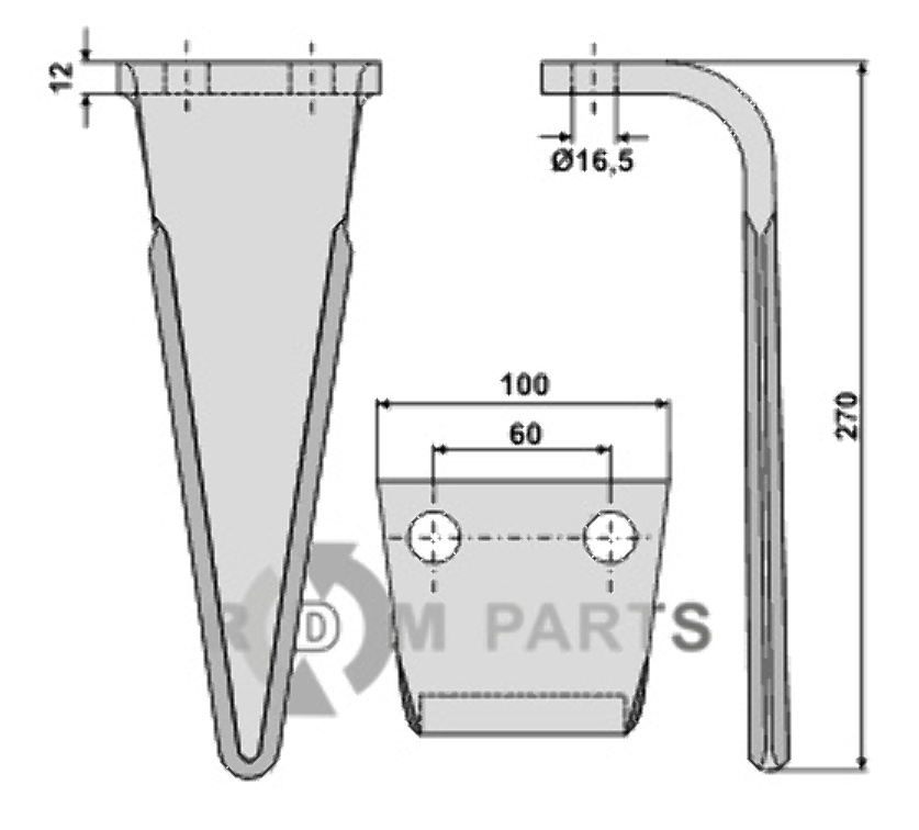 Tine for rotary harrows fitting for Feraboli 7A48010