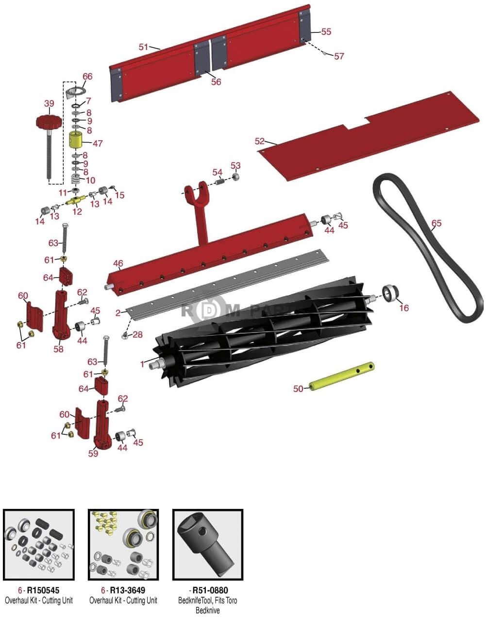 Replacement parts for Reelmaster 216 reel & bedknife