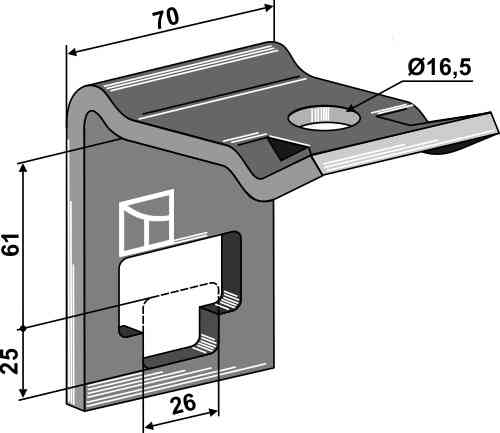 Clamp for  tine 25 x 25