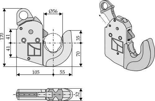 Automatic hook for lower links - Cat. lIS Automatic hook for lower links - Cat. lIS