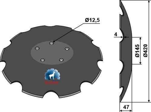 Notched disc with flat neck - Ø420 31-0755