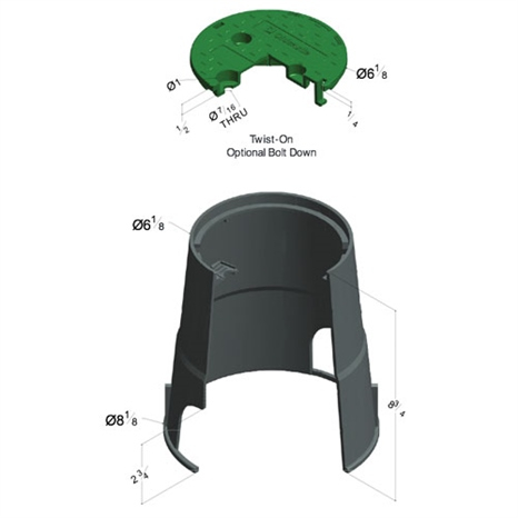 Carson valve box w/twist lock lid 0708 - blk-grn icv