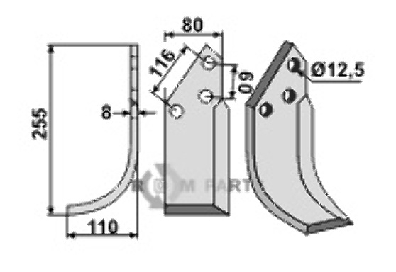 Blade, left model fitting for Pegoraro 0834