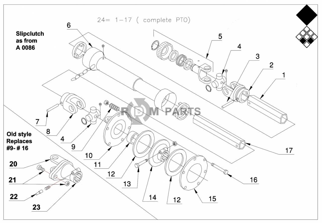 Replacement parts for VD7212 PTO