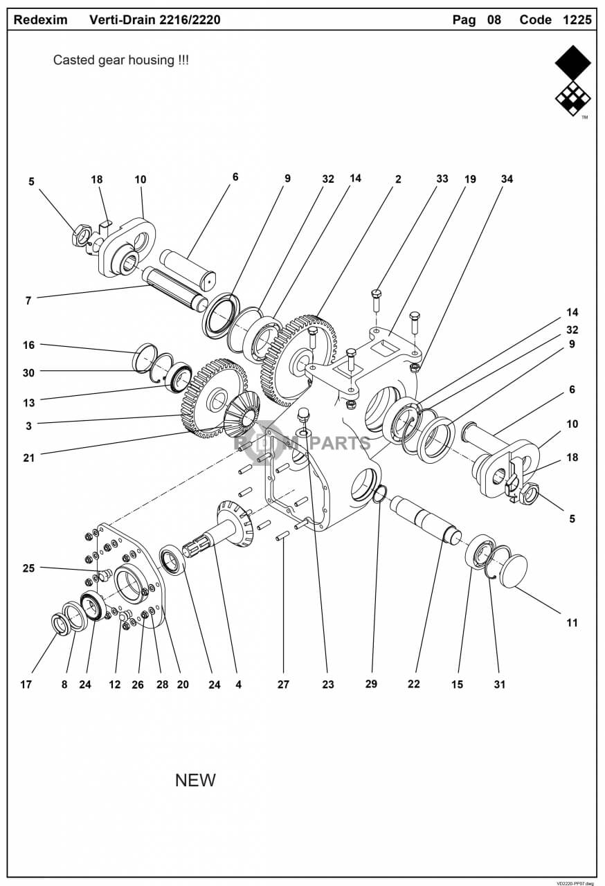 Replacement parts for VD2216-2220 Transmissie 1