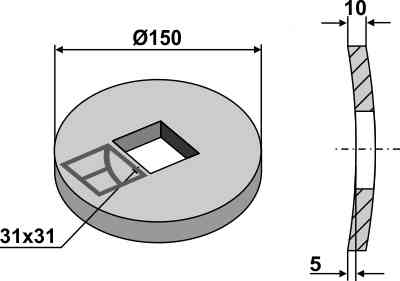 Passchijf voor 28x28 en 30x30 vierkante assen