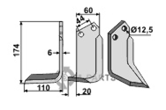Blade, left model fitting for Celli 522603
