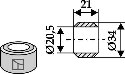 Schijf Ø34x21xØ20,5 63-agr-80