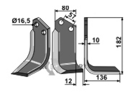 Blade, right model fitting for Celli 722560
