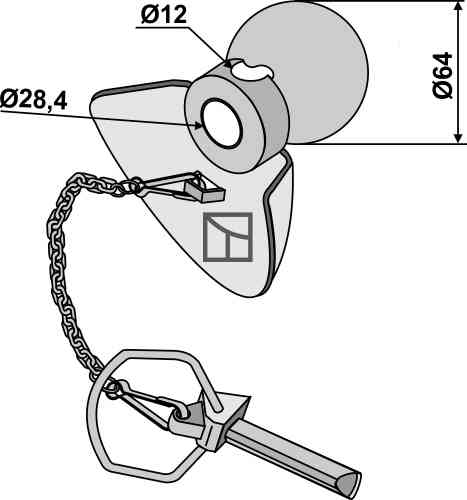 Ball guide cone Cat.III-II with linch pin