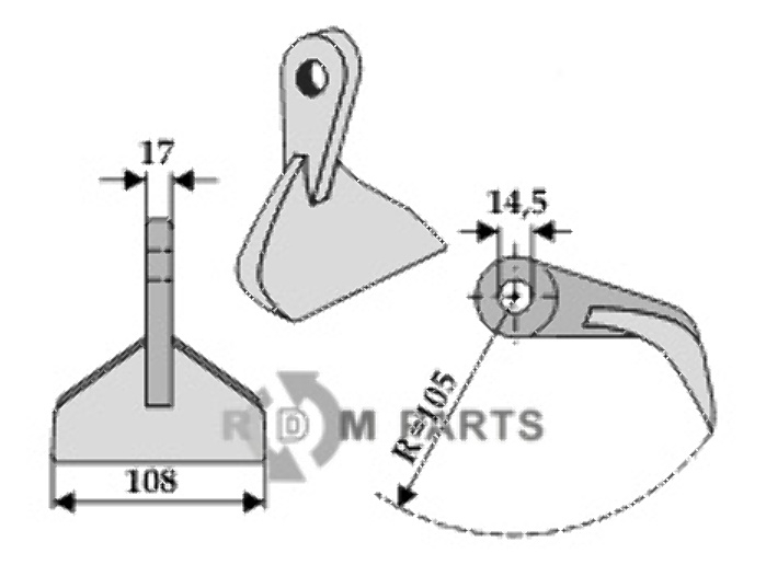 RDM Parts Hamerklepel passend voor Muratori 12019400