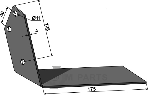 Angled wing share - right