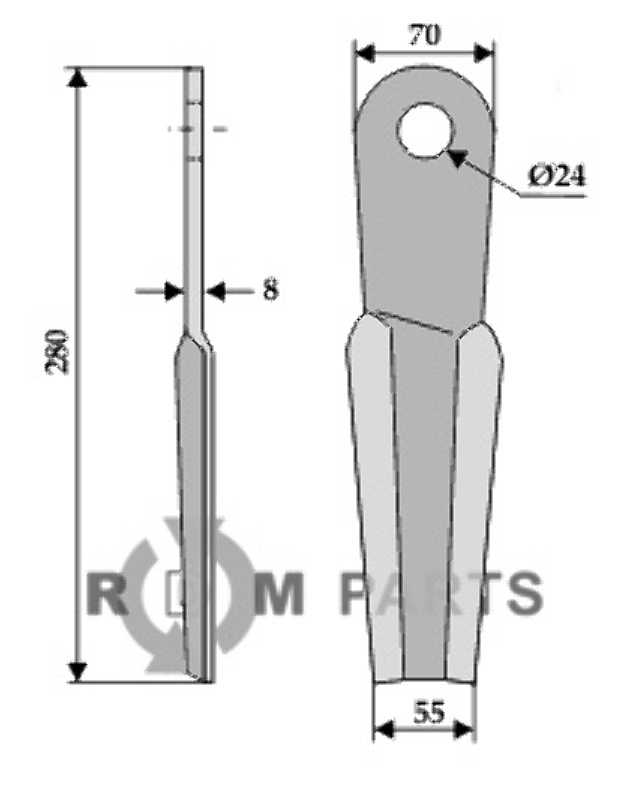 RDM Parts Flail - venstre egnet til Doppstadt 101880 RDM Parts Flail - venstre egnet til Doppstadt 101880