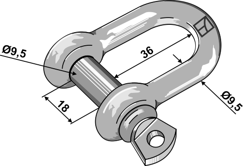 Standard straight shackles 9,5mm  galvanized