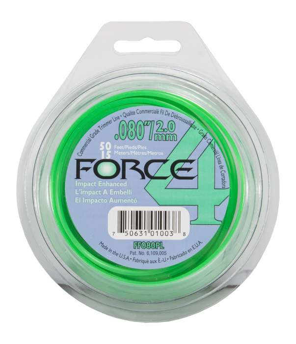 Trimmer line force 4™ shaped green 50' loop .080" / 2.0mm