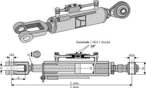 Hydraulische Hubstangengabel und Spindel - 850