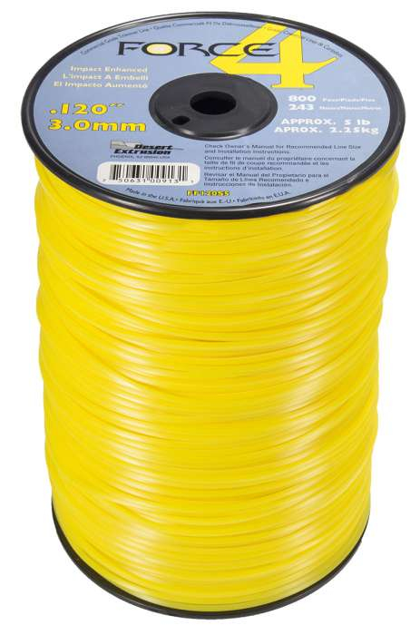 Trimmer line force 4™ shaped yellow .120" / 3.0mm