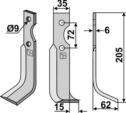 Fräsmesser, rechte Ausführung geeignet für Casorzo SU3 - CU6