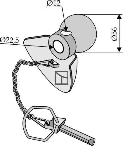 Ball guide cone with linch pin Cat. II/l