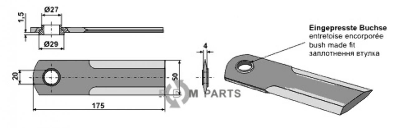 Straw chopper flail blade fitting for Claas Lexion 0007558740