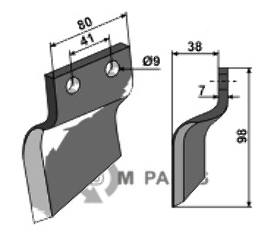 RDM Parts Trencher blade - left model fitting for Oosterlaan G.T.2 LI