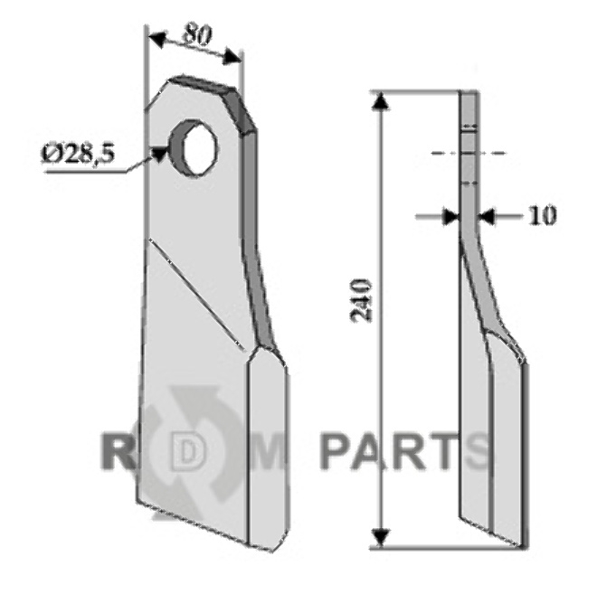 RDM Parts Klepel - links passend voor Gilbers 802-001