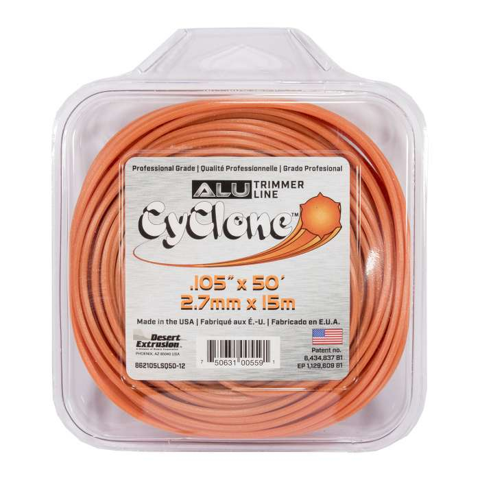 Trimmer line desert cyclone alu - large square orange .105" / 2,7 mm 50' / 15 m