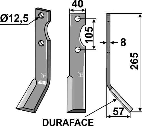 Freesmes duraface, rechtse uitvoering frg-13r-dura