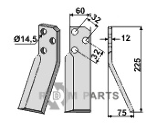 Rotary tine, right model fitting for Renter L.M.T. RTG Rotary tine, right model fitting for Renter L.M.T. RTG