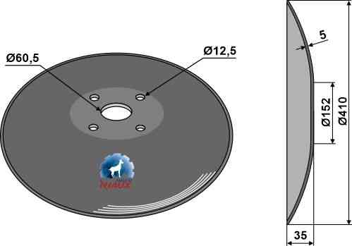 Plain disc with flat neck - Ø410x5