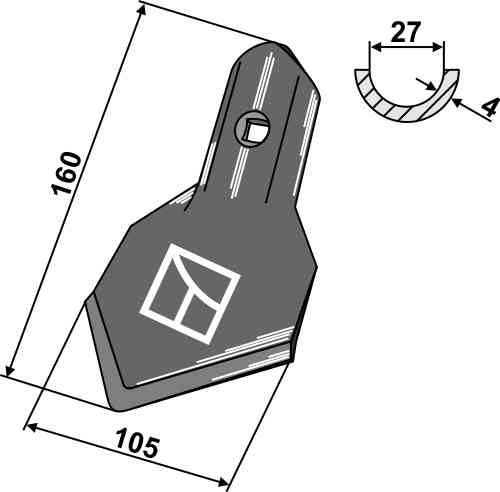 Standaard beitel K45 passend voor Kongskilde 7009603678P