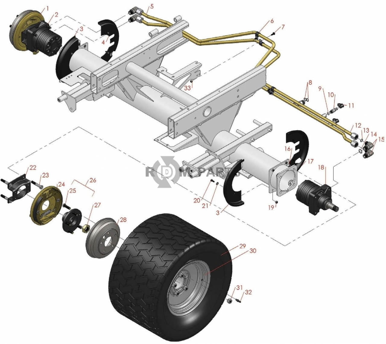 Replacement parts for RM 5210D 5410D 5510D 5610D Wheel & Brake